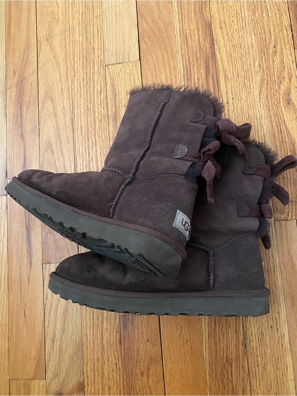 Ugg Bailey Bow Brown/Cord Bow 1904312 Size 8 EUC